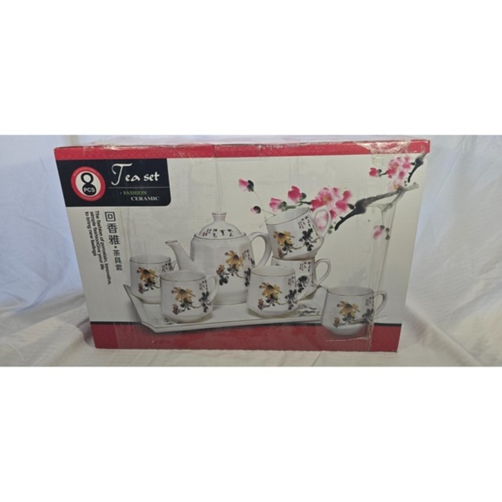 8 pcs New Boxed Small Japanese Tea Set, Tea Pot Lid, 6 Cups, Box - Picture 3 of 3